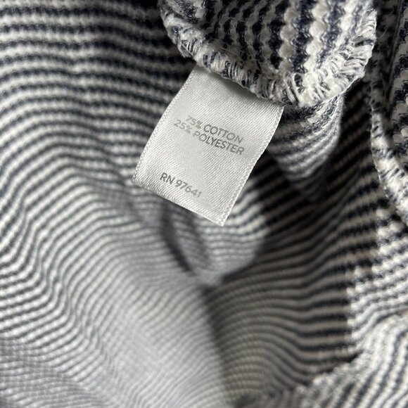 J. Jill Waffle Knit Cowl Neck 3/4 Sleeve Top Pullover Shirt M Gray White Stripe - Picture 4 of 4